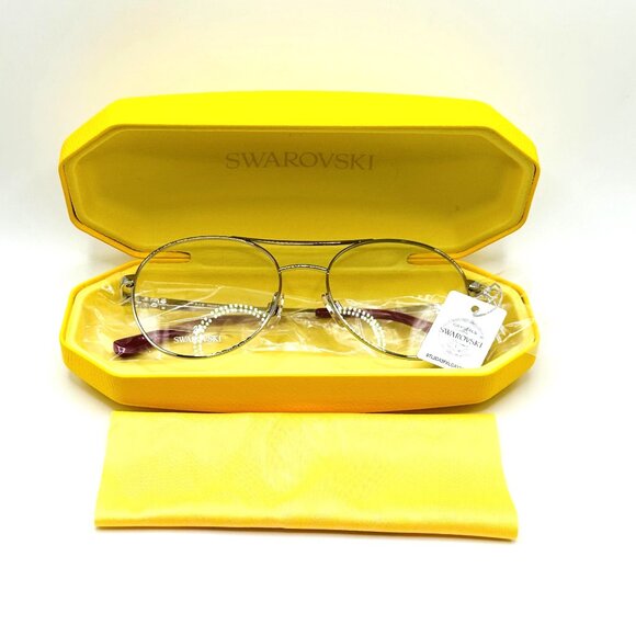 NEW SWAROVSKI SK5334 016 Silver Women Pilot Eyeglasses 53mm 17 140